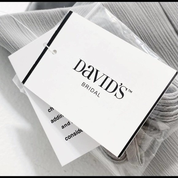 David's Bridal NWT Gray Strapless Knee Length Chiffon Prom Bridal Dress Size 8 - Picture 12 of 12